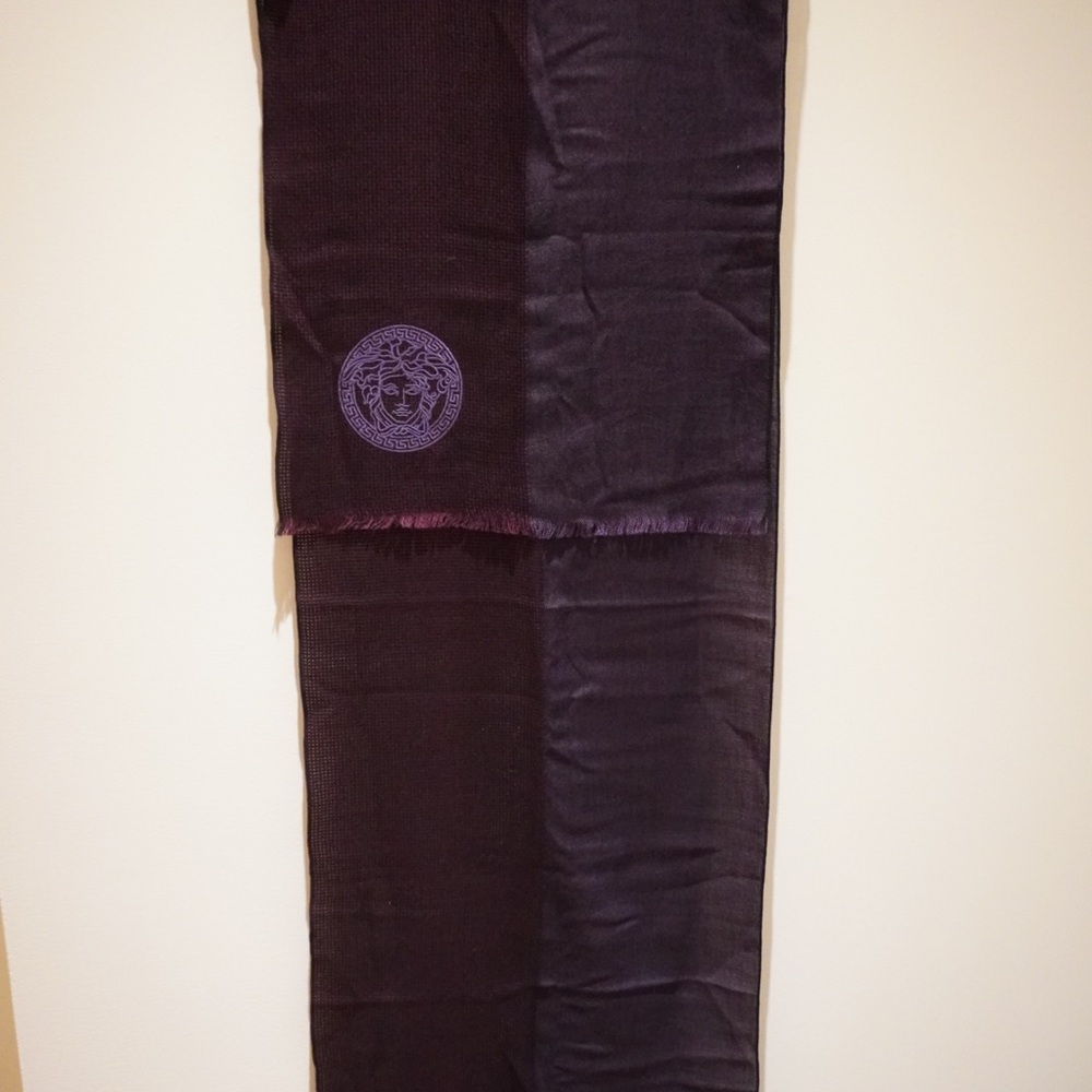 Versace Purple two toned Wool Scarf with Medusa